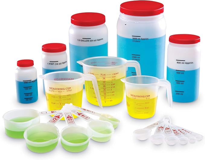 Learning Resources Classroom Liquid Measuring Set - 19 Pieces, Ages 5+ Science Exploration for Kids, Experiments for Kids, Classroom Science Supplies