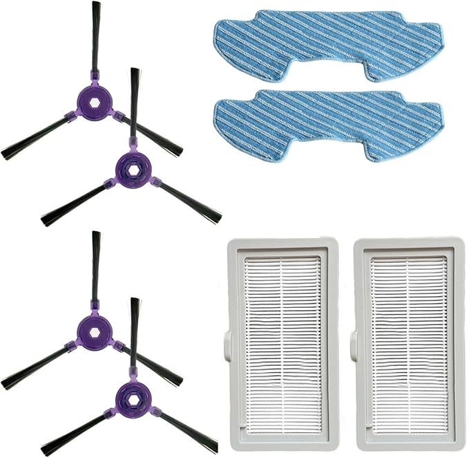 EtLin 8Pcs/Set Side Brush Filter Mop Cloth Clean Kit Compatible with Samsung POWERbot-E VR05R5050WK Vacuum Cleaner Parts Accessories