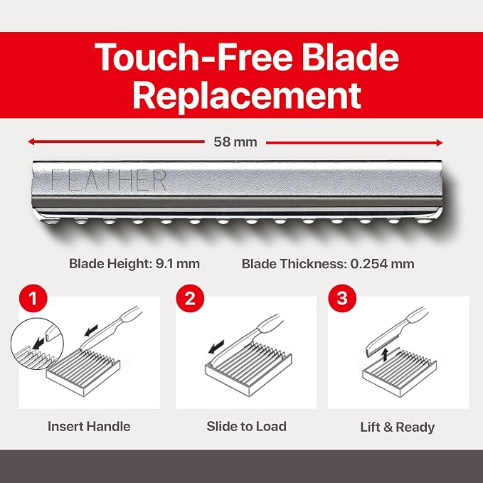 Feather Styling Razor Standard Blades - Hair Cutting Replacement Pack 10 Ct | Guarded Single Edge Stainless Steel Blades for Styling, Thinning & Shaping, Japan-Made Professional Haircut Refill Pack