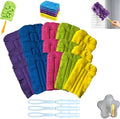 Reusable Chenille Microfiber Dust Duster, Reusable Duster with Removable Washable Cloth Covers, 360°Washable Duster Pads, Electrostatic Fleece Dusting Pads for Efficient Home Cleaning (3 Hdl + 15 Ref)