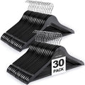 TOPIA HANGER Wooden Coat Hangers 30 Pack, Black Wood Suit Hangers with Non Slip Pants Bar, 360° Swivel Hook and Shoulder Notches for Camisole, Jacket, Pants, Smooth Finish Clothes Hangers -CT34B30