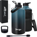Travel Water Bottle with Carrying Bag, 3 Lids (Spout, Straw, Handle), and Bottle Brush; Leak Proof, Quality, Vacuum Insulated, Stainless Steel (Cascade Shadow, 128 oz)
