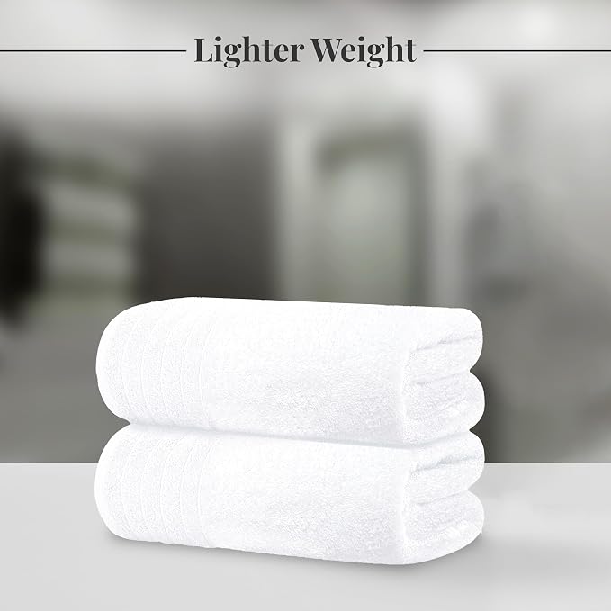 Tens Towels 8 Piece Towel Set, 2 XL Bath, 2 Hand, 4 Washcloth, White | 100% Cotton, Lighter Weight, Quicker to Dry, Super Absorbent, Perfect for Bathroom