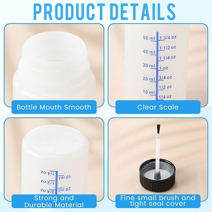 Mumufy 180 Pcs Touch up Paint Bottles with Brush and Lid Empty Touch up Bottle with Mixing Balls 2 oz Fluid Capacity Leftover Paint Container for Car Scratches Repair (Black,Blue)