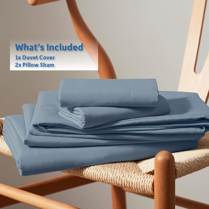 Nestl Stone Blue Duvet Cover Full Size - Soft Double Brushed Full Size Duvet Cover Set, 3 Piece, with Button Closure, 1 Duvet Cover 80x90 inches and 2 Pillow Shams