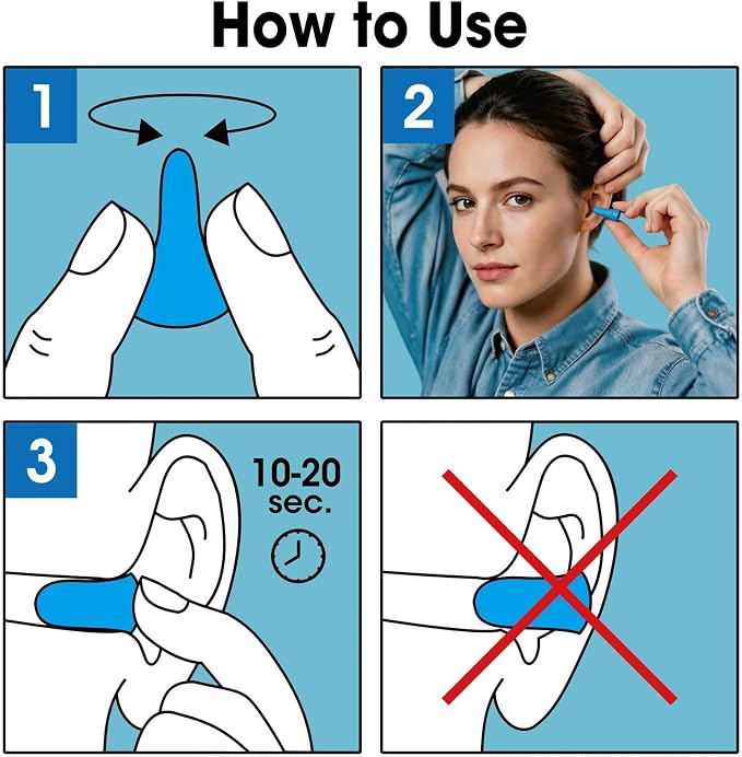 AZEN 600 Pairs Ear Plugs, NRR 32dB Soft Foam Ear Plugs for Sleeping Noise Cancelling, Earplugs for Concerts Shooting Swimming Noise Reduction,Individually Wrapped (Lake Blue)