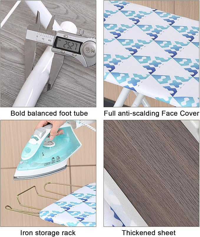 Ironing Board, Height Adjustable Smooth Edge Good Load-Bearing Non-Slip Clothes Ironing Board with Folding Legs (Neon)