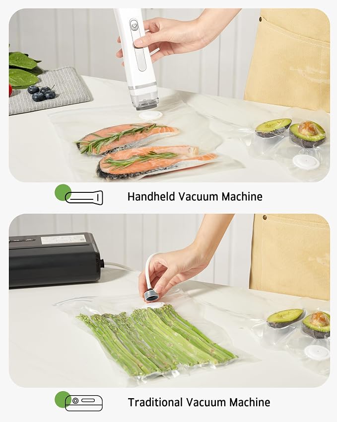 Syntus 40 Pcs Reusable Vacuum Sealer Bags for Food, S+M+L+XL | 8x8+10x11+12x13+12x19, Upgraded Air Valve, Microwave Freezer Sous Vide, Food Storage, Leak-Proof, for Compact Vacuum Sealer