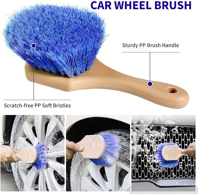 Wontolf 62'' Car Wash Brush Kit with Long Handle, Microfiber Car Wash Mop Mitt, Car Cleaning Detailing Kit, Exterior Interior Car Cleaning Supplies for Cars RV Truck Boat