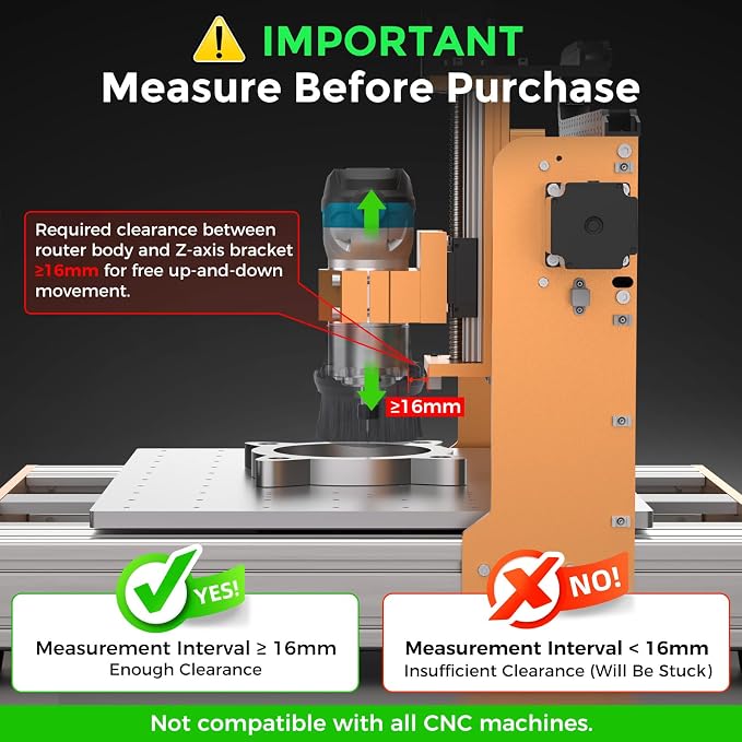 CNC Dust Shoe for 65mm & 69mm Spindles, Dual Brush, 1.5in Port | Improves CNC dust collection with 65/69mm spindle fit, dual brush sealing, magnetic access and quick-lock installation.