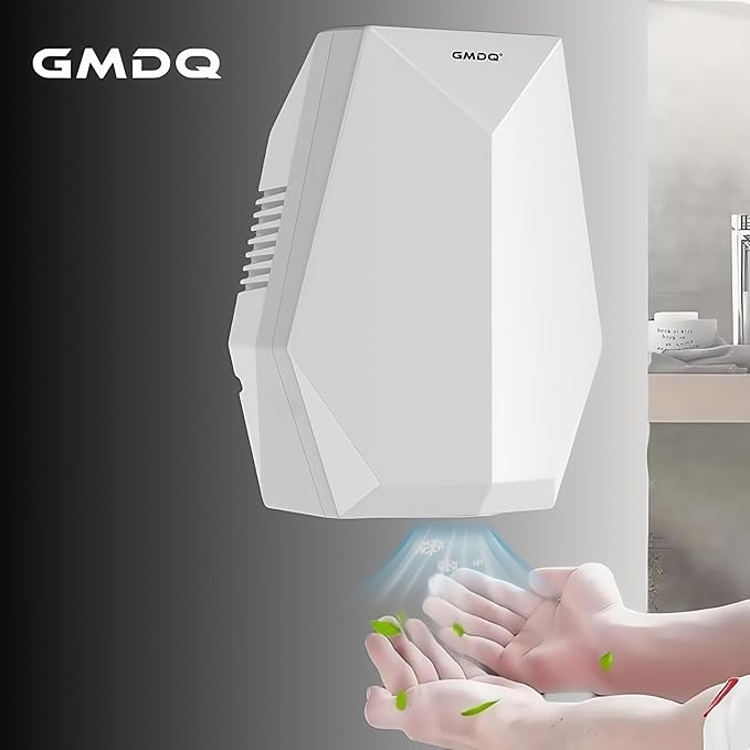 1600W Powerful Hand Dryer, Wall-Mounted Quiet Bathroom Dryer with No-Drill Installation, Compact Automatic Sensor Dryer for Home, Kitchen, Hotel(White)