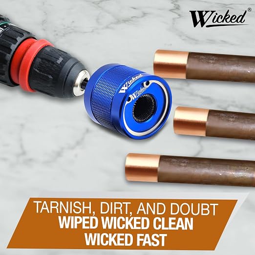 WICKED 1’’ Copper Pipe Cleaner, The Original Fully Repairable Extreme Duty, Professional Plumber’s Tool, Industrial Strength Aircraft Grade Aluminum, Tradesmen Quality/Durability