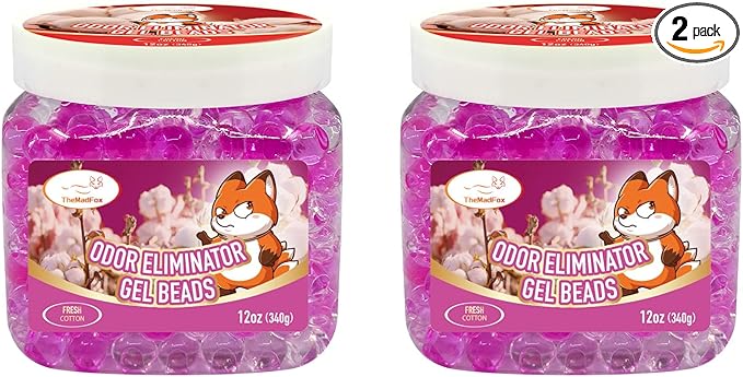 2 Pack Odor Eliminator Gel Beads, 12 oz, Scented Gel Air Freshener, Pet Odor Eliminator for Bathroom, Closet, Pet Area & RVs, Lasts 90 Days for Improved Home Fragrance, Fresh Cotton