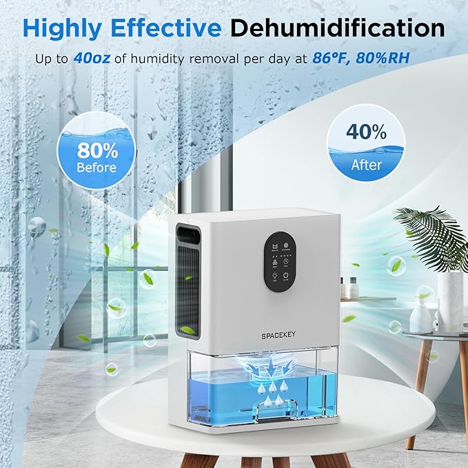 Dehumidifier, 106 OZ Water Tank Dehumidifiers for Home with Timer, 1000sq.ft Quiet Dehumidifier for Basement Bathroom Bedroom RV, Auto Shut Off, Timer, Sleep Mode, Washable Filter, 7 Color Light