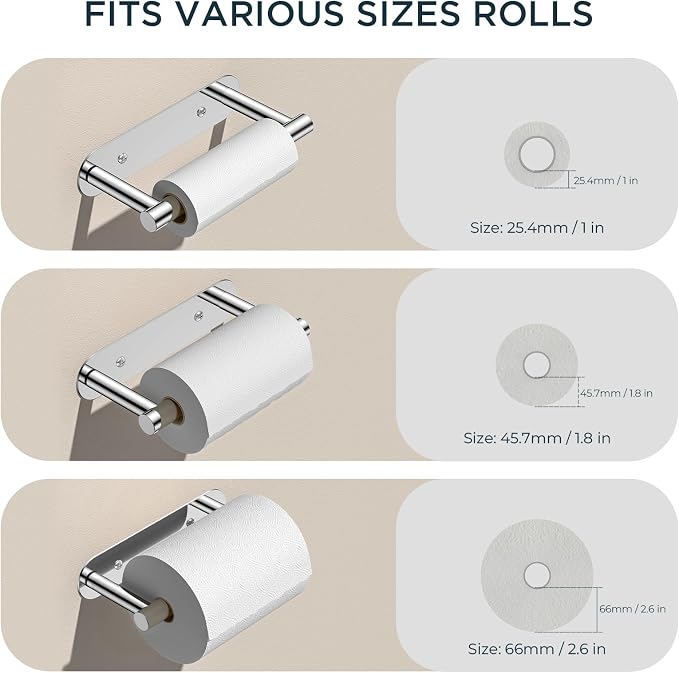 FORIOUS Toilet Paper Holder Wall Mount, Stainless Steel Rustproof Double Post Pivoting Tissue Roll Holder for Bathroom, Commercial Toilet Paper Dispenser (Chrome, Modern Round 1 Pack)