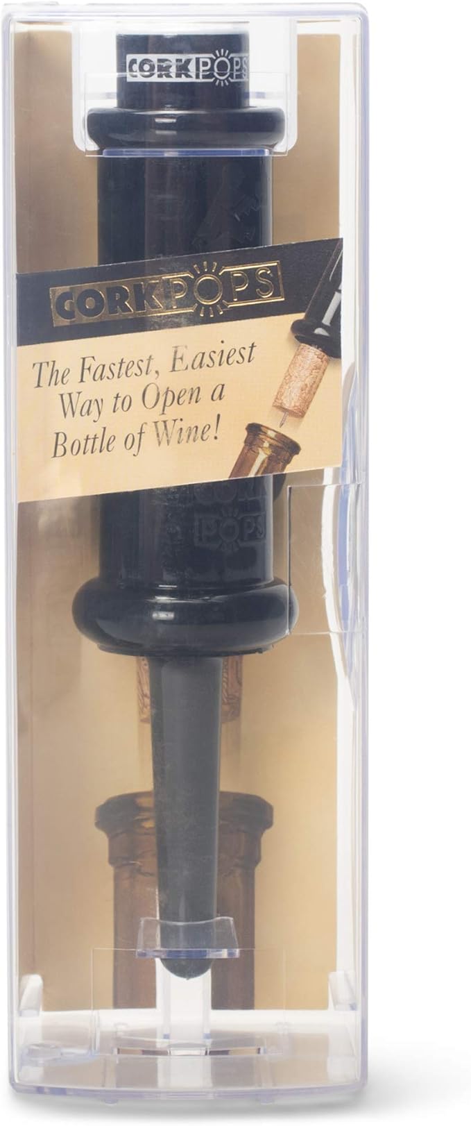 Cork Pops Black 6.5 Inch Original Wine Bottle Opener