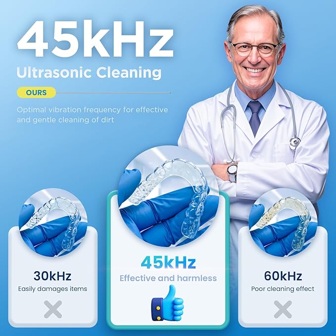 Dental Ultrasonic Retainer Cleaner Machine: 45kHz Dental Cleaning Pod with Digital Timer & 200ML, Cleaning for Dentures, Mouth Guards, Aligners, Night Guards, Braces, Toothbrush Heads & Jewelry, Pink