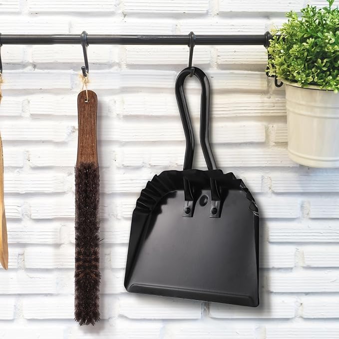 SiliFine 4 Pcs Dustpan and Brush Set 12" Heavy Duty Metal Dust Pan with Handle Brush Set Hand Mini Dust Pan Small Broom and Dustpan for Kitchen Cleaning Car Sofa Desk Home Keyboard Desk Pet