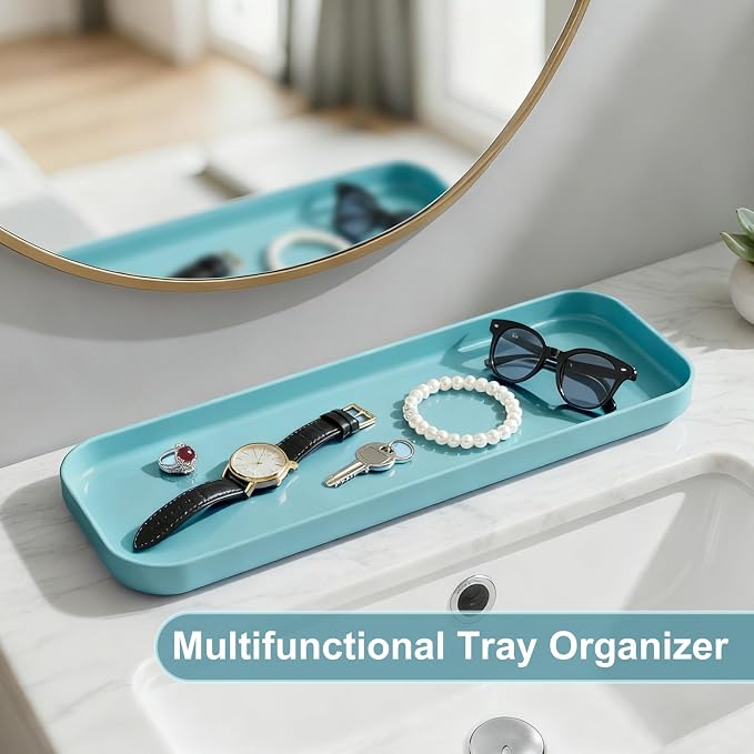 25 Pieces Bathroom Set Teal and Gold Bathroom Accessories Set, Shower Curtain and Rugs, Trash Can, Toilet Brush, Soap Dispenser, Soap Dish, Toothbrush Holder, Tumbler, Tray, Qtip Holder