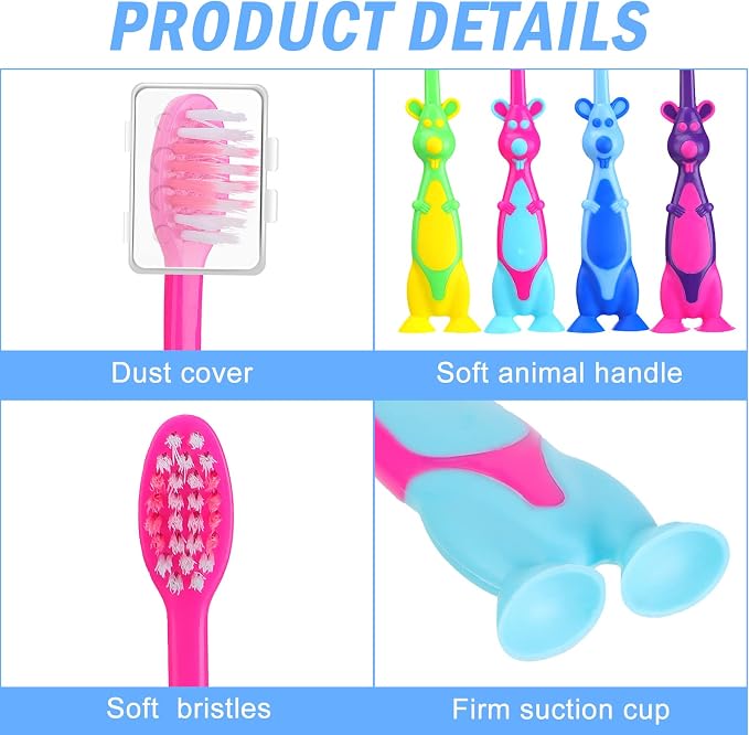 Gerrii Kids Toothbrushes Bulk Soft Bristles with Covers for Daycare,400 Pcs | Individually Wrapped, Suction Base, Ideal for School Daycare Camp Travel, Gentle Bristles Safe for Children Toddlers