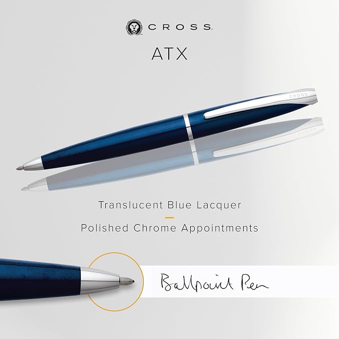 Cross 882-37 ATX Translucent Blue Lacquer Finish Ballpoint Pen