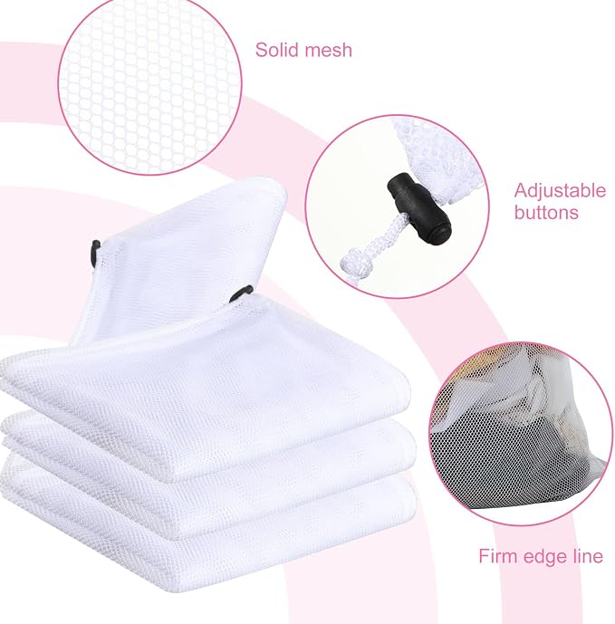 Berlune Large Mesh Laundry Bags, 24 x 36 Inch Bulk Wash Set with Drawstring for Commercial Use, Dorms, Vacation Rentals, Laundromats, Apartments & Facilities(White,30)