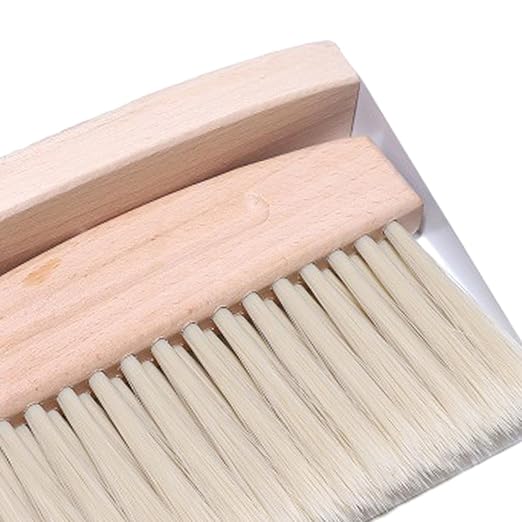 Dustpan Brush Set, Broom Dustpan Combo Wooden Handle, Black PET bristles(White Nylon Bristles)