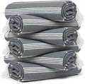 HAVLULAND Turkish Beach Towel Set of 6 Oversized 72x40 100% Turkish Cotton | Soft Hammam Peshtemal, Sand Free, Quick-Dry, Absorbent Bath Towel | Lightweight & Compact for Travel, Pool, Gym, Spa - Grey