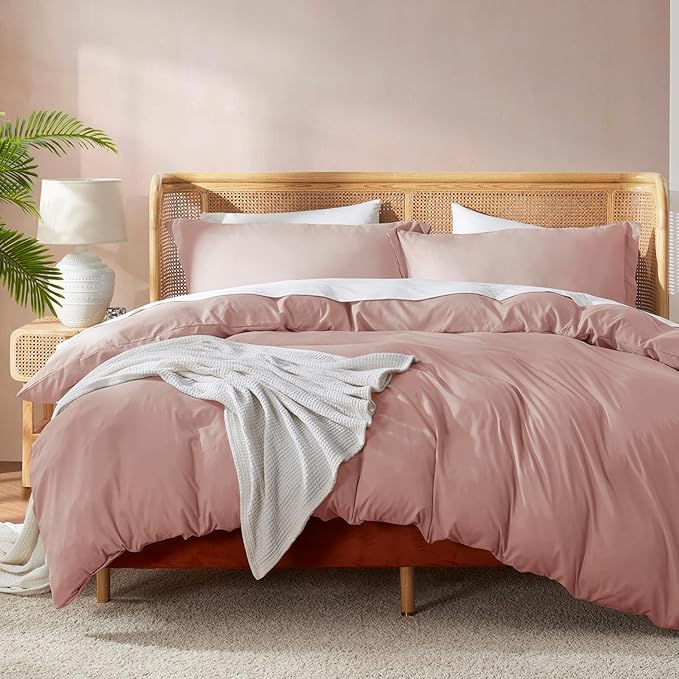 Nestl Blush Pink California King Duvet Cover Sets - Soft Double Brushed Cal King Duvet Cover, 3 Piece, with Button Closure, 1 Duvet Cover 104x98 inches and 2 Pillow Shams