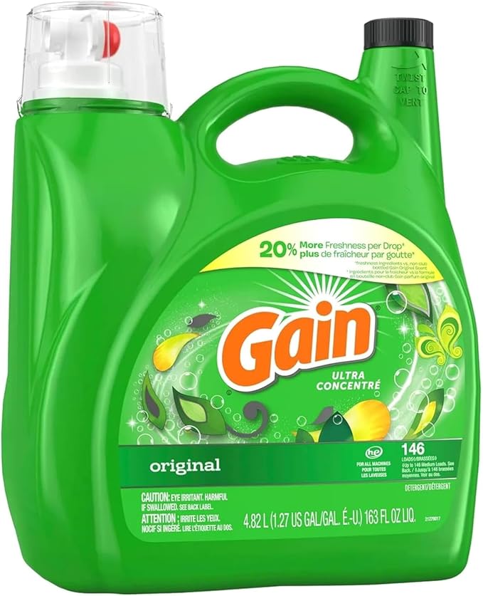 Gain High Efficiency Original Liquid Laundry Detergent, 146 Loads , Green