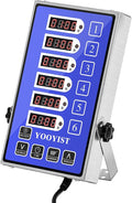Precision Kitchen Timers for Cooking – 6 Channel Commercial Kitchen Timer Restaurant Kitchen Supplies – Stainless Steel Digital LED Chef Cooking Timer – Reminder Function, Loud Alarm, Blue