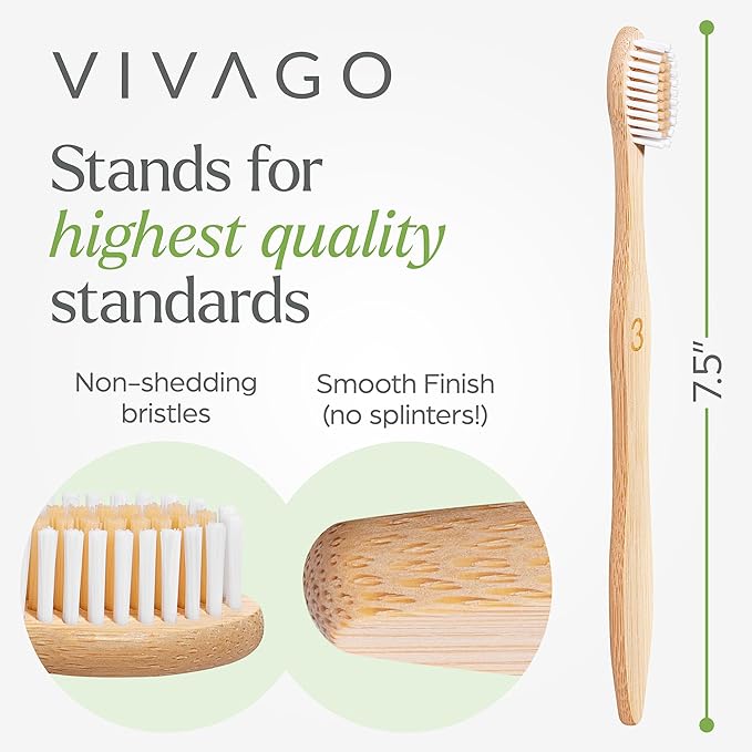 VIVAGO Bamboo Toothbrushes 30 Pack - Soft Bristles Toothbrushes for Adults | Natural Toothbrush, Eco-Friendly, Wooden Toothbrush, BPA-Free