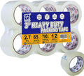 PERFECTAPE 3" Heavy Duty Packing Tape 12 Rolls, Total 780Y, Clear, 2.7 mil, 3 inch x 65 Yards, Ultra Strong, Refill for Packaging and Shipping(3" Width, not 2" Width) | Total 780Y, 2.7 mil, Ultra Strong, Refill for Packaging and Shipping(3" Width, not ...