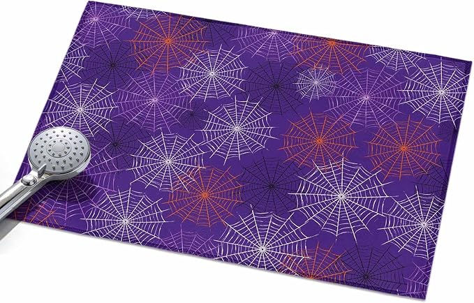 Entryway Area Rug 2'x3', Purple Halloween Washable Small Area Rugs for Kitchen Bathroom Bedroom Office Laundry, Red Black White Net Halloween Non Slip Door Mat Indoor Entrance Floor Throw Carpet