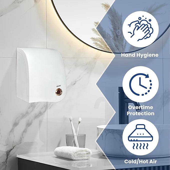 1600W Powerful Hand Dryers for Bathrooms Commercial, Electric Hand Dryer Touchless, Extra Quiet Low Noise(40db), Wall Mounted Type