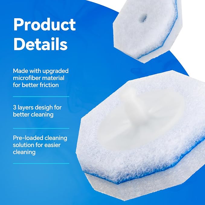 2X Cleaning Power Upgrade Formula Toilet Bowl Wand Refills, Fits for Clorox Wand, 50 Count Disposable Toilet Bowl Wand Refills - No Falling Apart, Fits Most Brand Toilet Brushes for Bathroom Cleaning