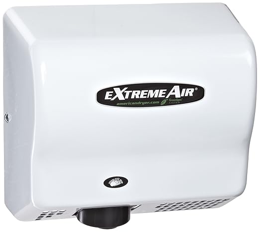 American Dryer ExtremeAir EXT7-M Steel Cover High-Speed Automatic Hand Dryer, 12-15 Second Dries, 100-240V, 540W Maximum Power, 50/60Hz, White Epoxy Finish