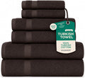 SALBAKOS 100% Turkish Cotton Bathroom Towel Set of 6-Piece, Chocolate | 630 Gsm Thick Super Soft Highly Absorbent 2 Bath + 2 Hand + 2 Washcloth Towels Sets, Giftable, Hotel Quality, Made in Turkey