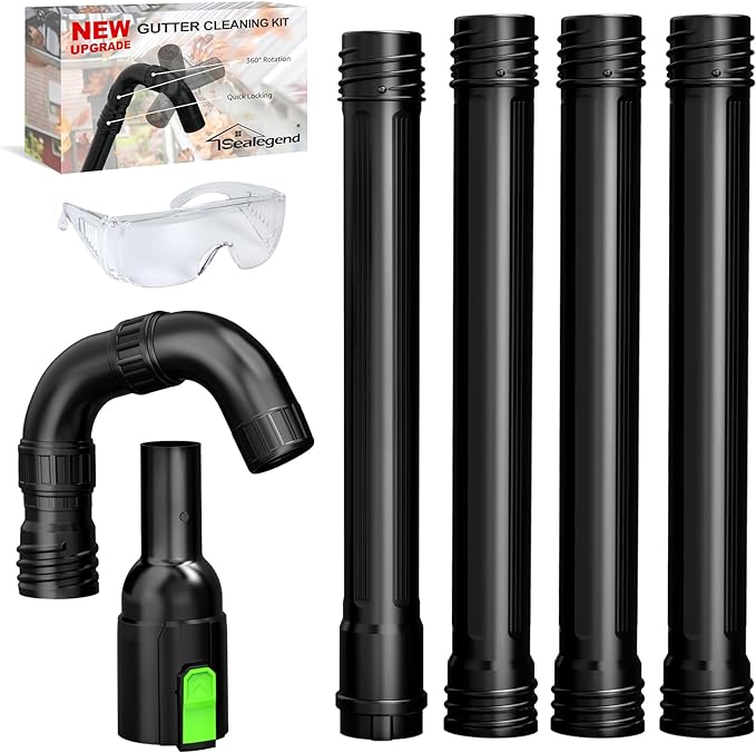 Sealegend Gutter Cleaning Attachment Kit Compatible with EGO Leaf Blower | for Electric Blowers LB5302/LB6504/LB7654/LB8803-2/LB6151..., Swivel Tail-Wand for Easier Control, 360°Nozzle, 8.3FT Reach