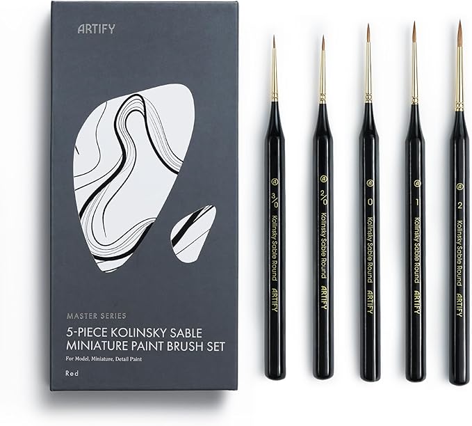 Artify Detail Paint Brushes, 100% Kolinsky Sable Micro Paint Brushes - Master Series, Ultra Fine Tips Paint Brush Set, High Precision for Models/Crafts, Detailing for Watercolor, Gouache & Ink