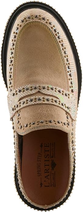 Spring Step L'Artiste Women's Clogona | Leather and suede upper with studded trim, slide-on closure, microsuede lining and insole, and polyurethane outsole