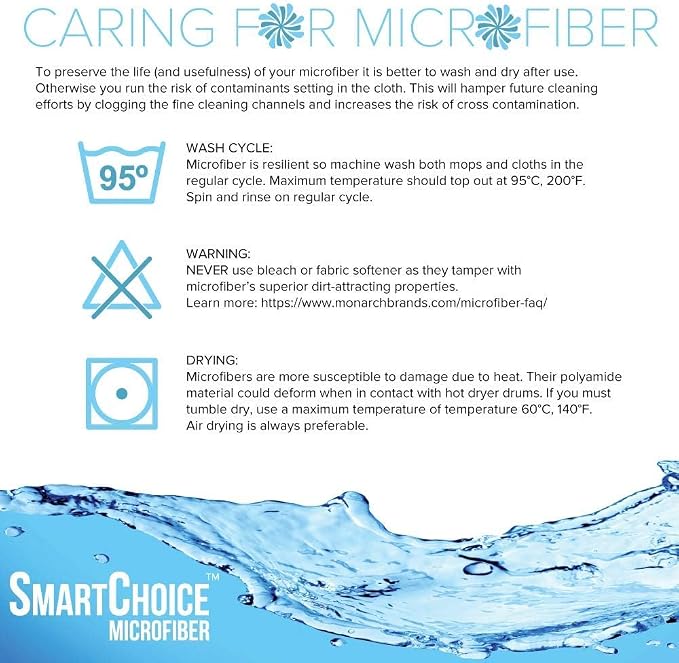 Arkwright Microfiber Tube Mop Head Replacement - Heavy Duty, Lint Free, Super Absorbent & Bleach-Safe, Janitorial Essential for Commercial & Industrial Floor Cleaning, 18 oz, Blue