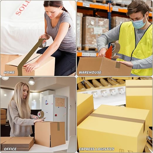 36 Rolls Brown Packing Tape with Dispenser, 1.88" X 120 yd Shipping Tape Bulk, Total 4320 yards, 2.6 mil, 3" Core, Tan Packing Tape Refills, Carton Sealing Tape for Moving Boxes, Package, Mailing