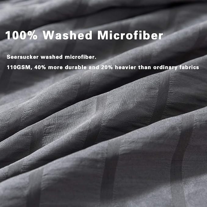 AveLom Gray Duvet Cover Queen Size, Textured Seersucker Duvet Cover Set, Soft Washed Microfiber with Zipper Closure and Corner Ties, 3 Pieces, 90" x 90" Duvet Cover & 2 Pillowcases
