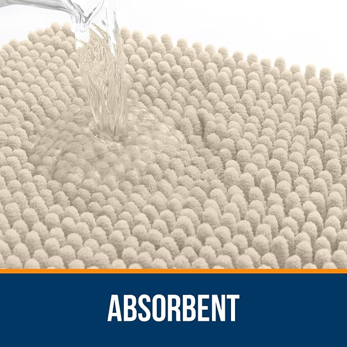 OLANLY Large Bathroom Rugs 59x35, Extra Soft Absorbent Chenille Bath Rugs, Rubber Backing Quick Dry, Machine Washable Bath Mats for Bathroom Floor, Tub and Shower, Home Decor Accessories, Sand