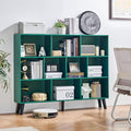 LEYAOYAO 10 Cube Bookshelf,Mid-Century Modern Bookcase with Legs,Dark Green | 3 Tier Book Shelf, 55" Wide Rustic Wood Bookshelves Large Storage Organizer, Open Shelves for Bedroom, Living Room, Office