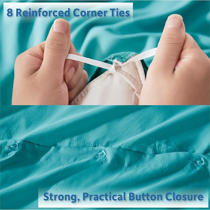 Nestl Teal Duvet Cover Full Size - Soft Double Brushed Full Size Duvet Cover Set, 3 Piece, with Button Closure, 1 Duvet Cover 80x90 inches and 2 Pillow Shams