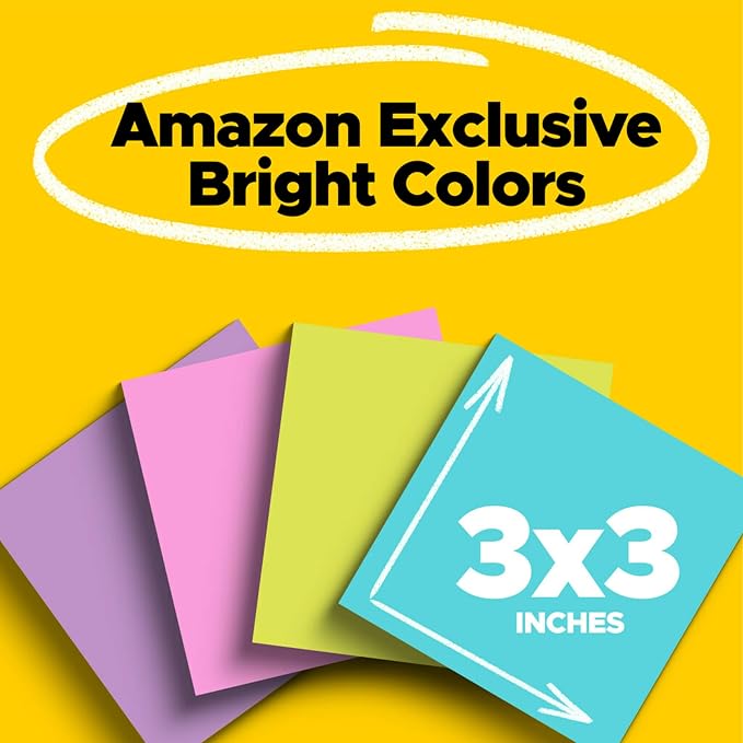 Post-it Mini Notes, 1.5x2 in, 24 Pads, America's #1 Favorite Sticky Notes & Super Sticky Notes, 3x3 in, 24 Pads/Pack, 70 Sheets/Pad, Amazon Exclusive Bright Color Collection, Aqua Splash