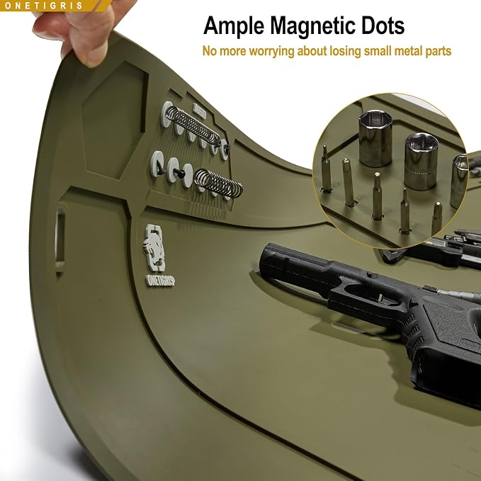 OneTigris Gun Clean Mat Magnectic for Table, Extra Large 48"x16" Anti-Slip Rubberized Repair Mat for Gun Parts, Protects Work Surface from Solvents and Oils