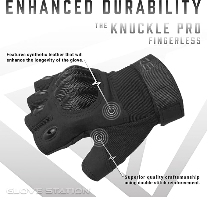 Glove Station Fingerless Knuckle Motorcycle Gloves, TACHK200 | Motorcycle Gloves for